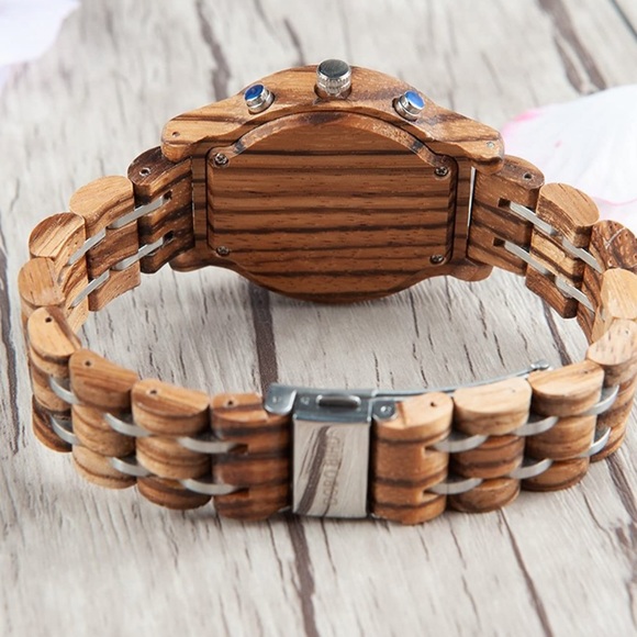 WOMANS PINK WOODEN FASHION WORK WATCH NEW - Picture 7 of 10